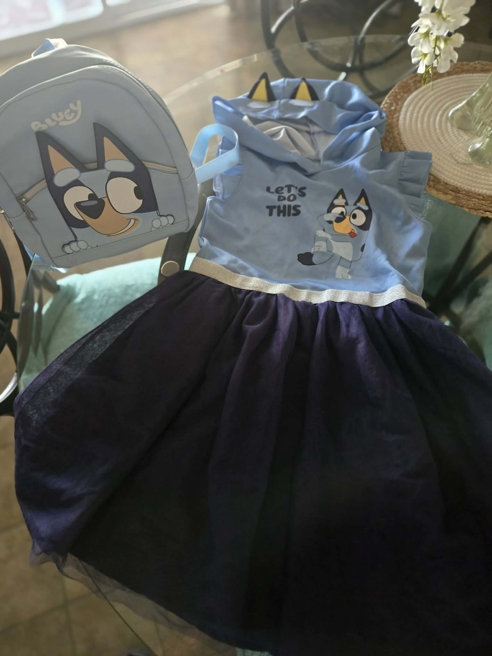 Lucy Light Blue Girls' Bluey Logo Top